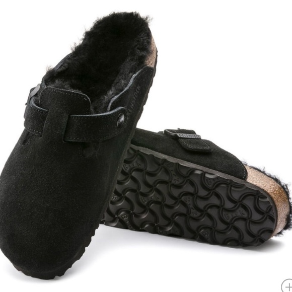 Birkenstock Boston Shearling Clogs Black - Picture 1 of 9